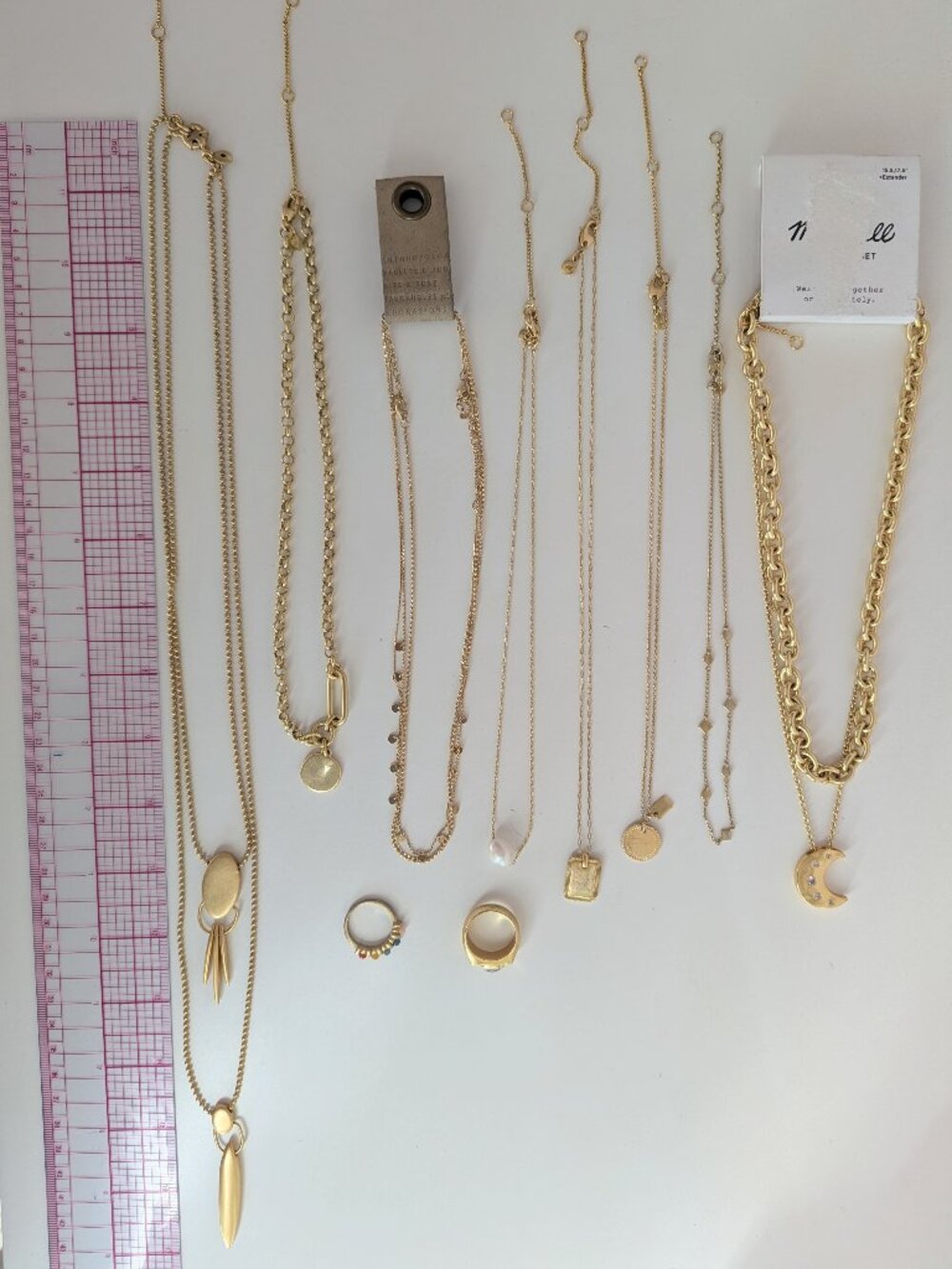 Madewell & Anthropologie Curated Gold Jewelry Bundle Layered Chains Rings - Picture 2 of 13